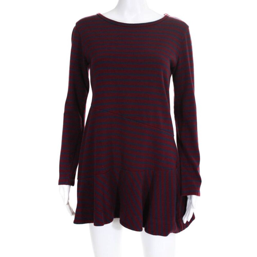 Kinly Womens Directional Stripe Ruffle Sheath Dress Red Blue Size Small 11328836